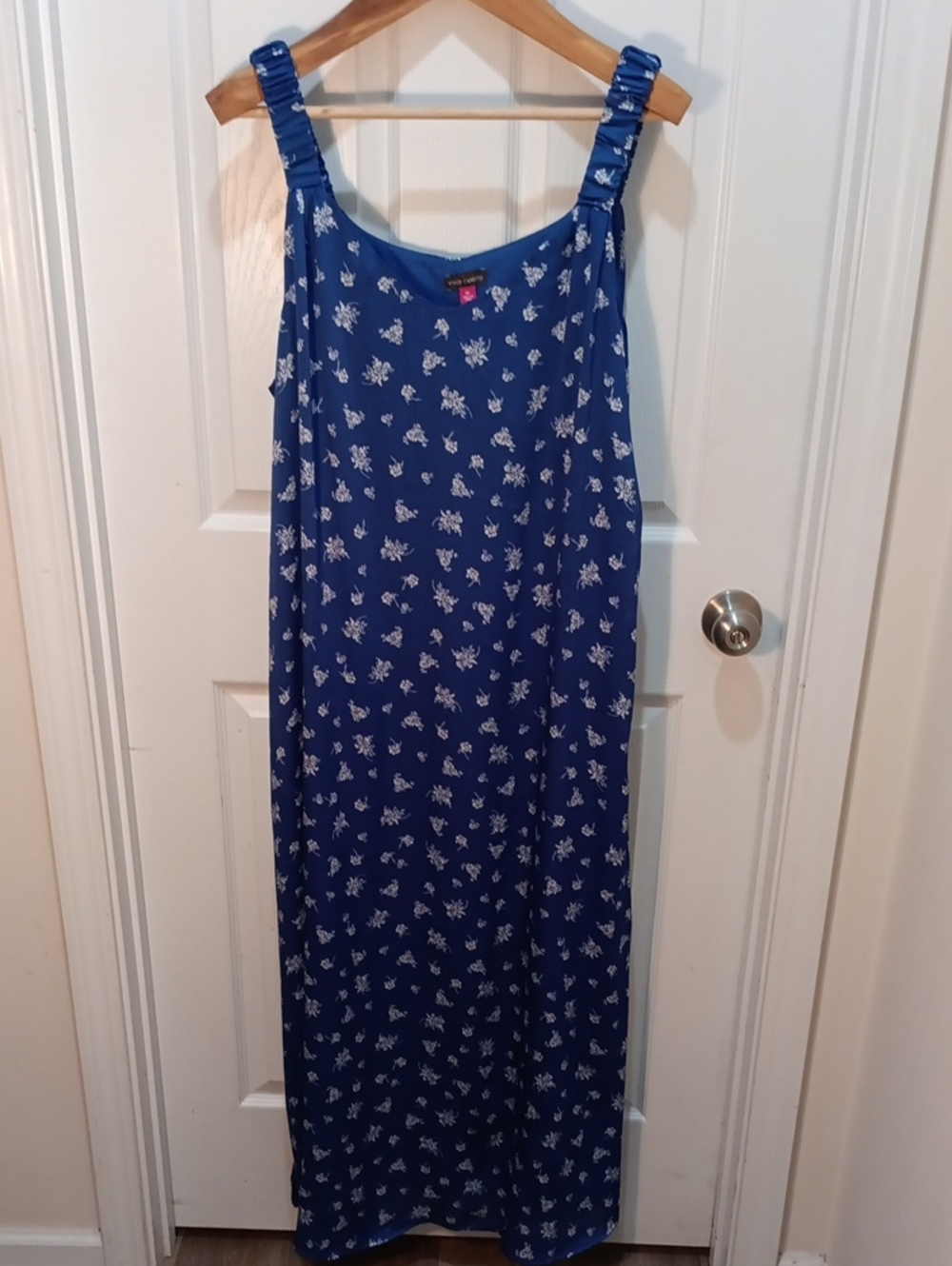 Vince Camuto Blue Floral Maxi Slip with White Print
